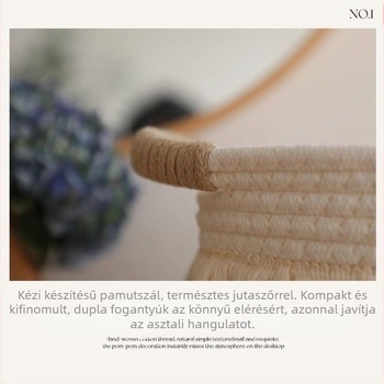 Kör alakú pamutszálból kötött tárolókosár, aranyos, otthoni fonott asztali szervező