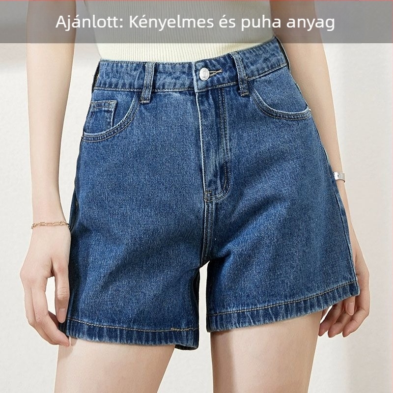 Női magas derekú farmer short – széles szárú, nyári stílus, 95% pamut