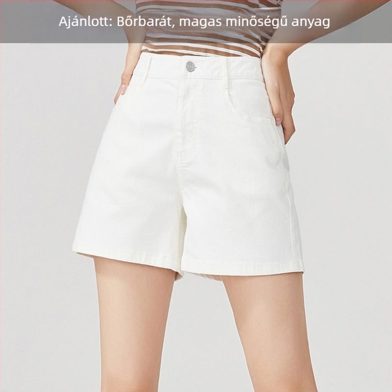 Női magas derekú farmer short – széles szárú, nyári stílus, 95% pamut