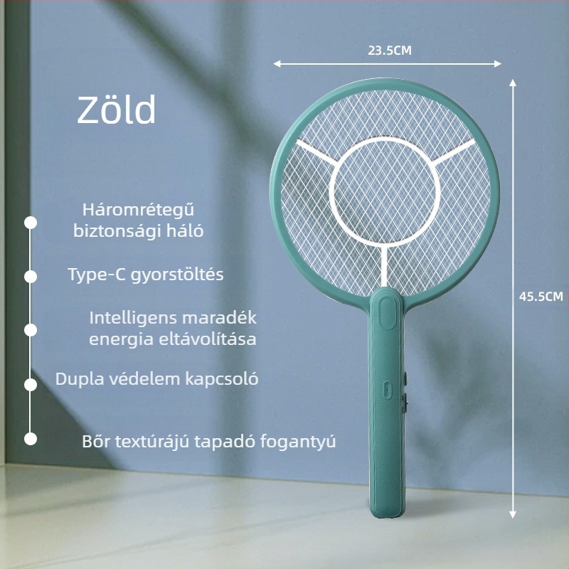 Le Xueer Beépített akkumulátoros elektromos szúnyogcsapó, USB töltés és LED világítással, akkumulátor kapacitása 1001–1600 mAh, töltési idő 3–5 óra