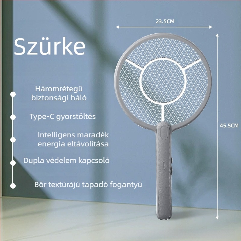 Le Xueer Beépített akkumulátoros elektromos szúnyogcsapó, USB töltés és LED világítással, akkumulátor kapacitása 1001–1600 mAh, töltési idő 3–5 óra