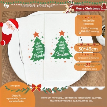 Pormentes egyszer használatos szalvéta és alátét nyugati éttermekhez, logó nyomtatás, testreszabható, 25/50 lap, anyag: virgin fa cellulóz, kiváló minőségű papír