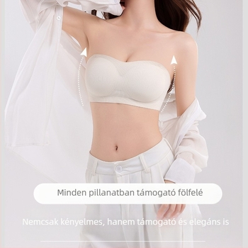 Váll nélküli mély kivágású Push-Up melltartó, 3/4 kosár, Levehető dupla pántok