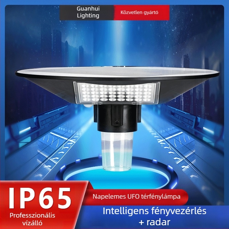 Kerek UFO napelemes kert LED lámpa, vezeték nélküli, 6W, 3.2V, IP65, 6–12 órás folyamatos világítás