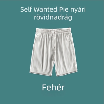 Férfi Ice Silk nyári rövidnadrág, lazán szabott, középső derék, poliészter, rövid, zsinóros zárás