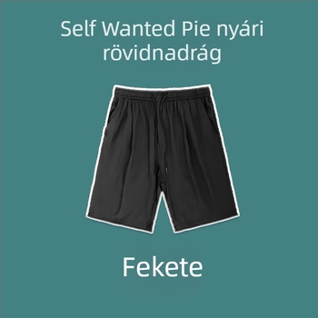 Férfi Ice Silk nyári rövidnadrág, lazán szabott, középső derék, poliészter, rövid, zsinóros zárás