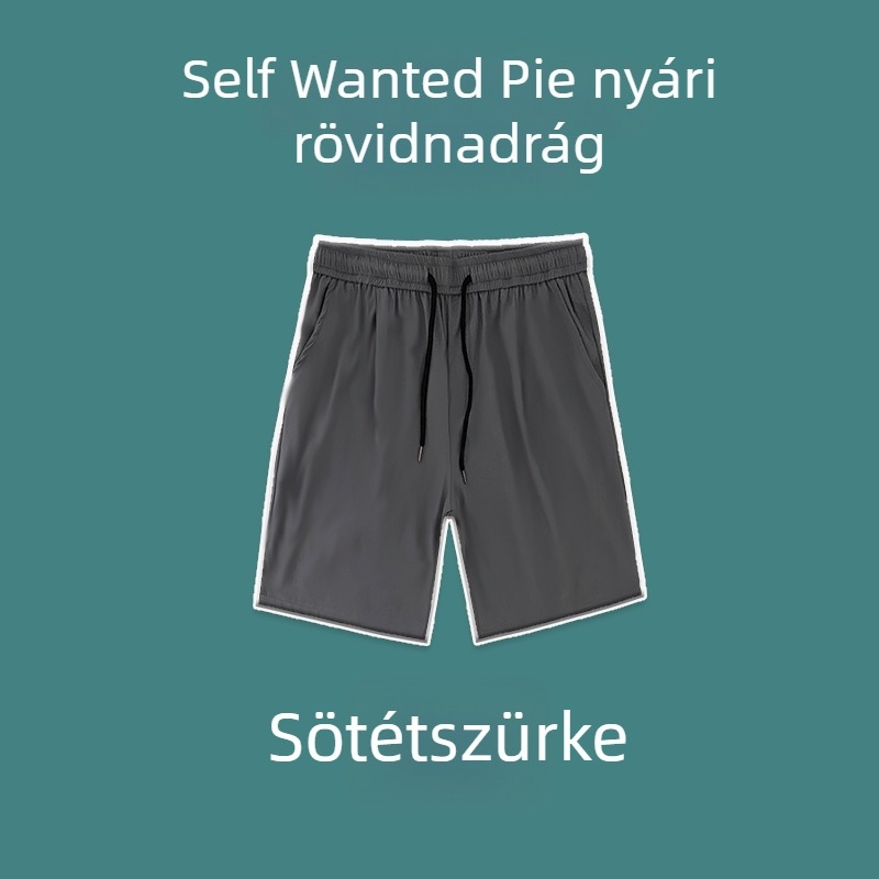 Férfi Ice Silk nyári rövidnadrág, lazán szabott, középső derék, poliészter, rövid, zsinóros zárás