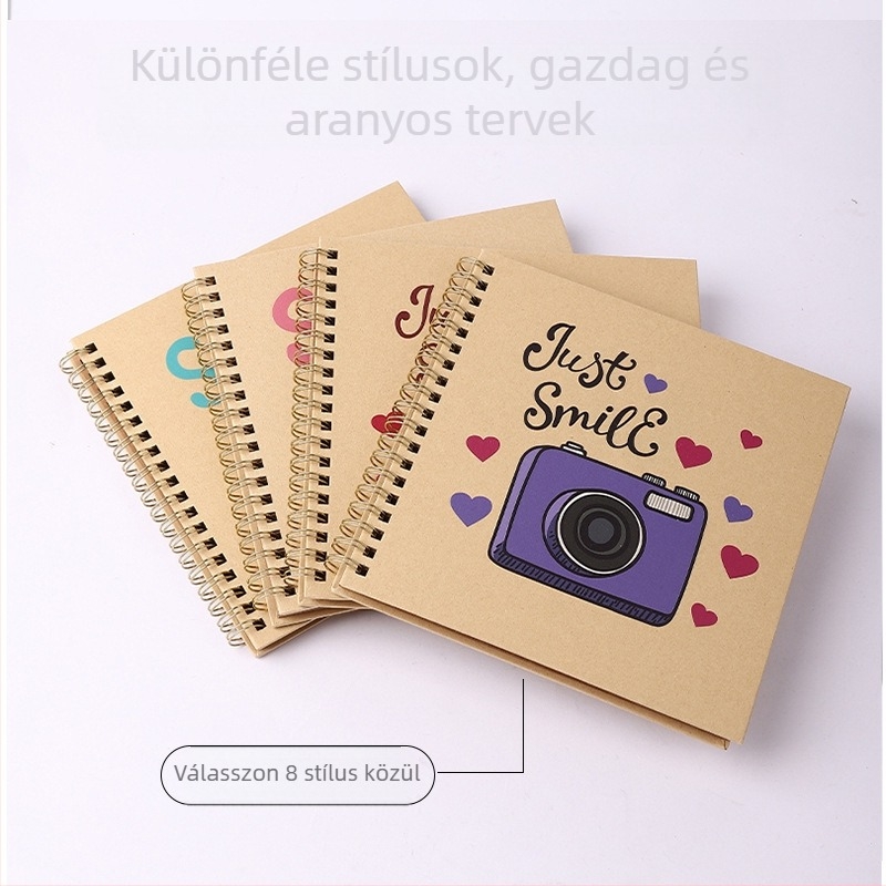 Baba fejlődési napló – DIY fotóalbum, spirálkötés, Craft papírból készült borító, 20 oldal, Márka Guyoo