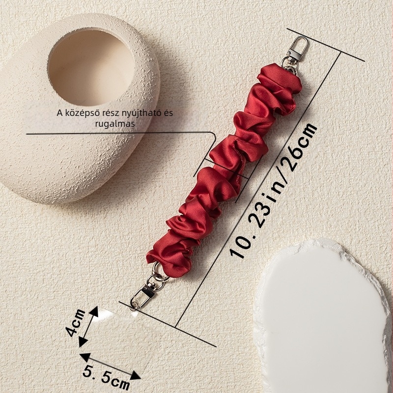 Mobiltelefon nyakpánt dupla kapoccsal, anti-eltűnés, kézzel kötött, poliészter+fém, minta lepke/szitakötő, Instagram-stílus