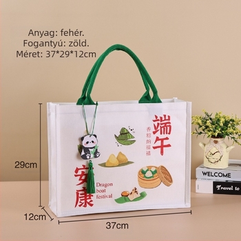 Ajándékcsomagoló táska laminált vászonból; Környezetbarát poliészter-pamut anyag; Logónyomtatás elérhető; Nyomtatási módszerek: szitanyomás, gépi nyomtatás, digitális nyomtatás, hőtranszfer; Nagykereskedelem + testreszabható