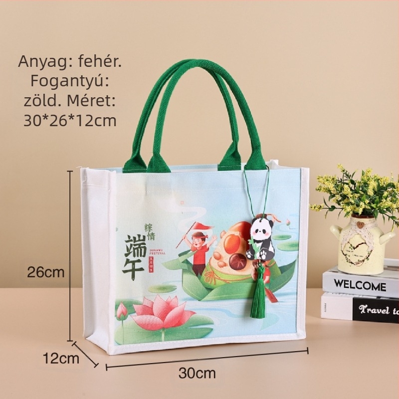 Ajándékcsomagoló táska laminált vászonból; Környezetbarát poliészter-pamut anyag; Logónyomtatás elérhető; Nyomtatási módszerek: szitanyomás, gépi nyomtatás, digitális nyomtatás, hőtranszfer; Nagykereskedelem + testreszabható