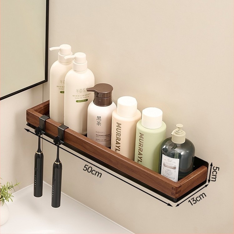 Falra szerelhető fürdőszobai tároló polc, űrkutatási alumíniumból, lakkozott felülettel, egy szint, modern minimalista stílus, terhelhetőség kb. 15 kg