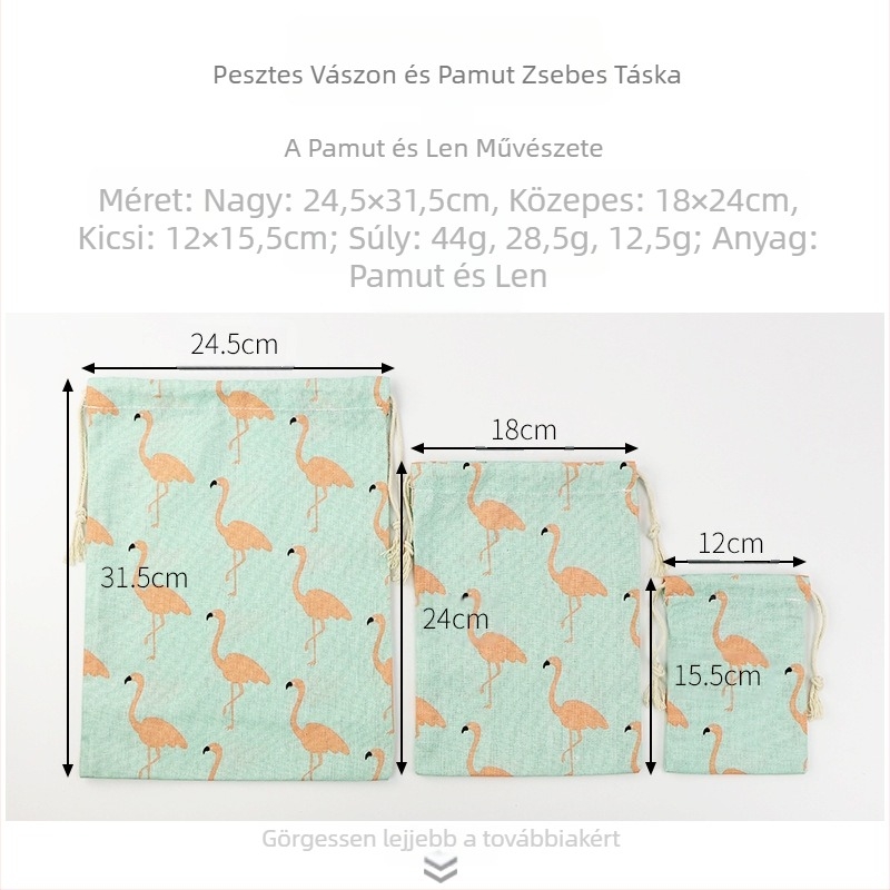 Tároló táska pamut és vászonból, téglalap alakú, japán stílus, modell Z002