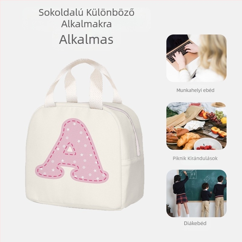 Oxford anyagú szigetelt ebédtáska, modell C80501, rajzfilm mintázattal, nagy kapacitás munkahelyre és iskolába