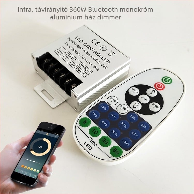 ZHENHUA KY-RF23-D1 RF-dimmer alacsony feszültségű LED-szalagokhoz, DC12-24V, RF23-key távirányító