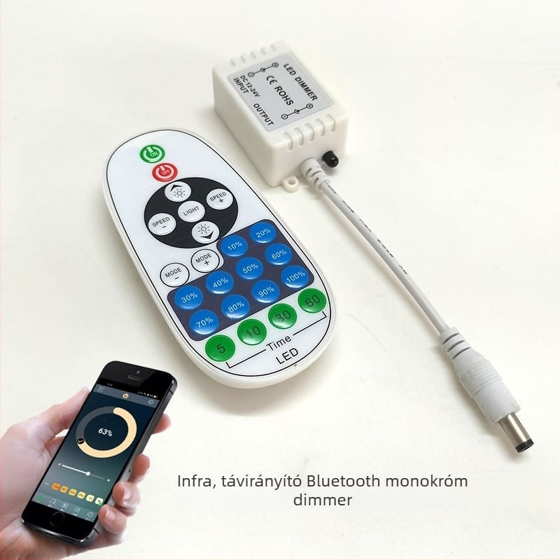 ZHENHUA KY-RF23-D1 RF-dimmer alacsony feszültségű LED-szalagokhoz, DC12-24V, RF23-key távirányító