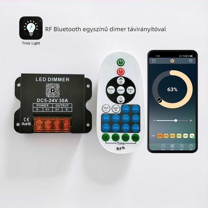 ZHENHUA KY-RF23-D1 RF-dimmer alacsony feszültségű LED-szalagokhoz, DC12-24V, RF23-key távirányító
