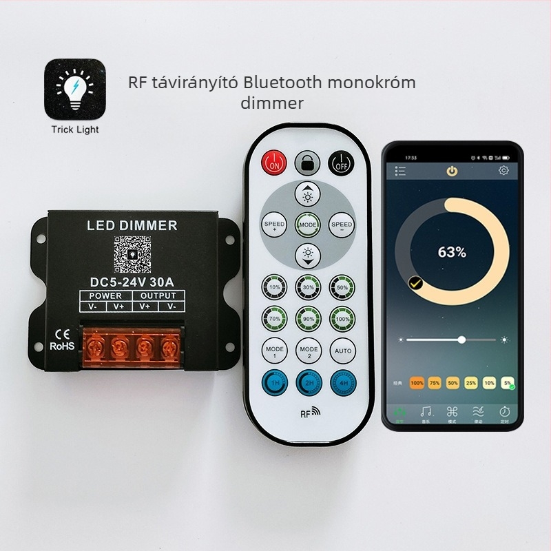 ZHENHUA KY-RF23-D1 RF-dimmer alacsony feszültségű LED-szalagokhoz, DC12-24V, RF23-key távirányító