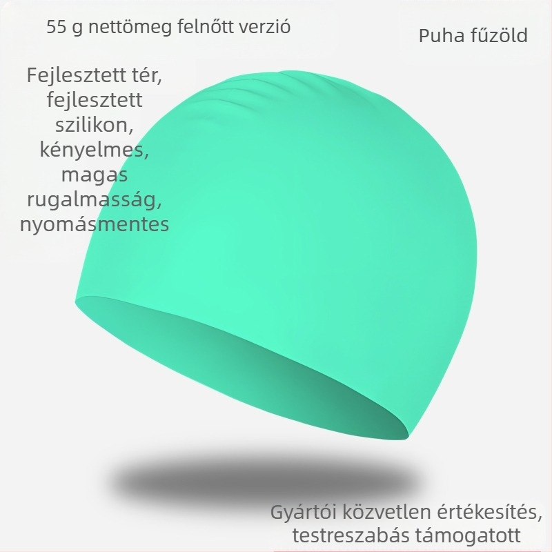 Szilikon úszósapka - vízálló, kényelmes, magas rugalmasságú, uniszex, felnőtteknek, medencés használatra (Anyag: szilikon; Mintázat: egyszínű; Alkalmazható: felnőttek; Használati terület: uszoda)