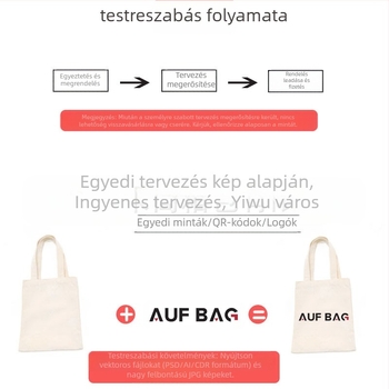 Testreszabható vászontáska aljával és oldalával, hőtranszfer nyomtatás