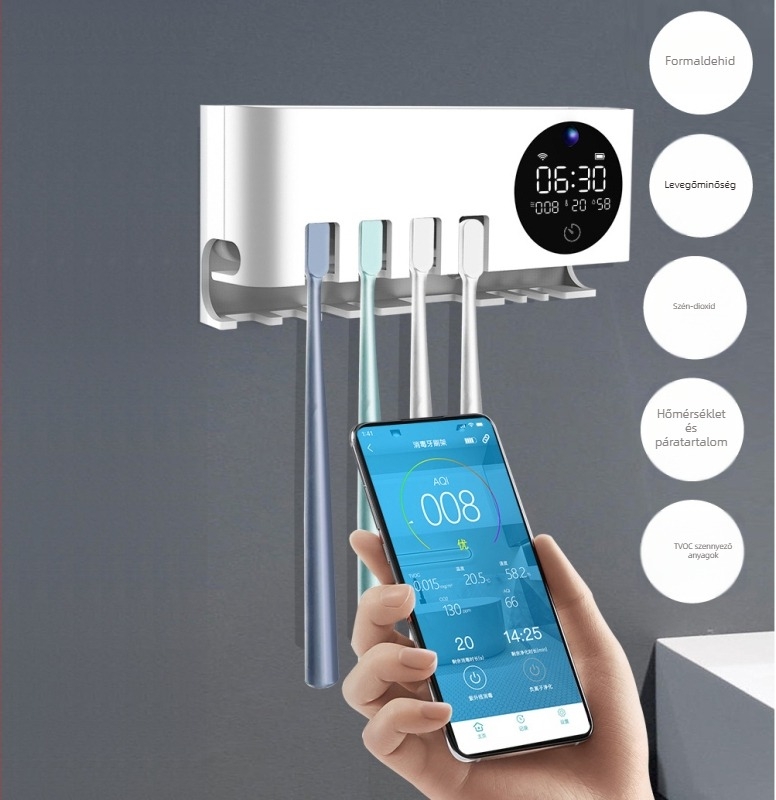 Aipinju falra szerelhető fogkefetartó – fúrás nélkül, műanyag