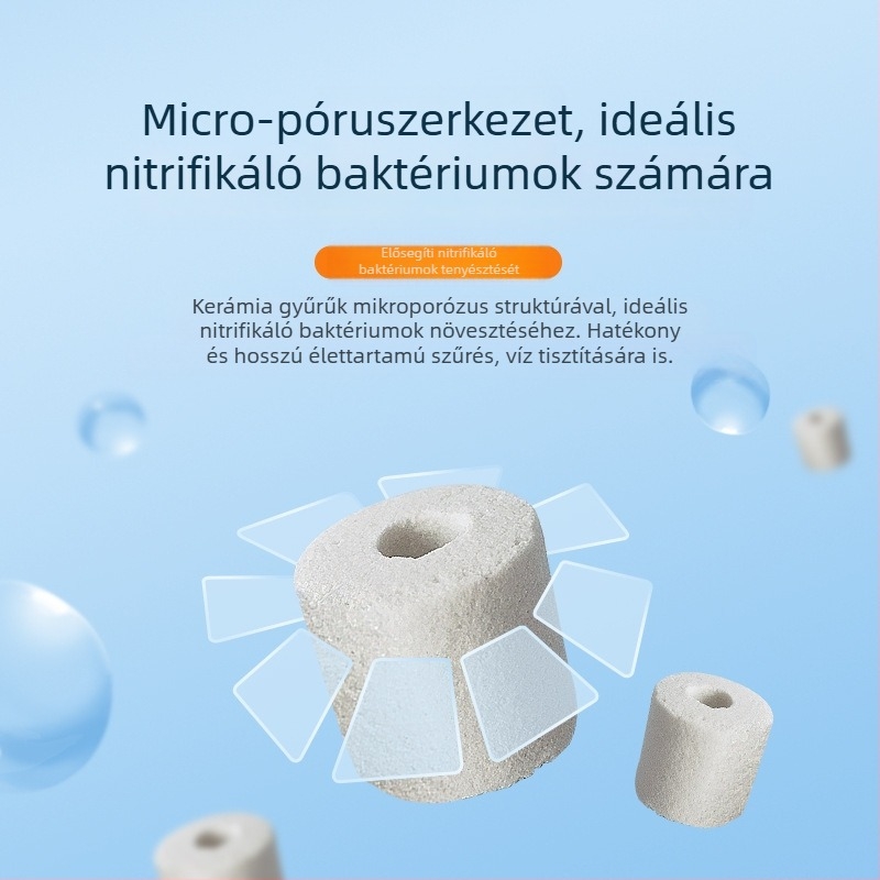 Akvárium szűrő közeg: kerámia gyűrű és üveggyűrű biokémiai szűréshez, 500 g
