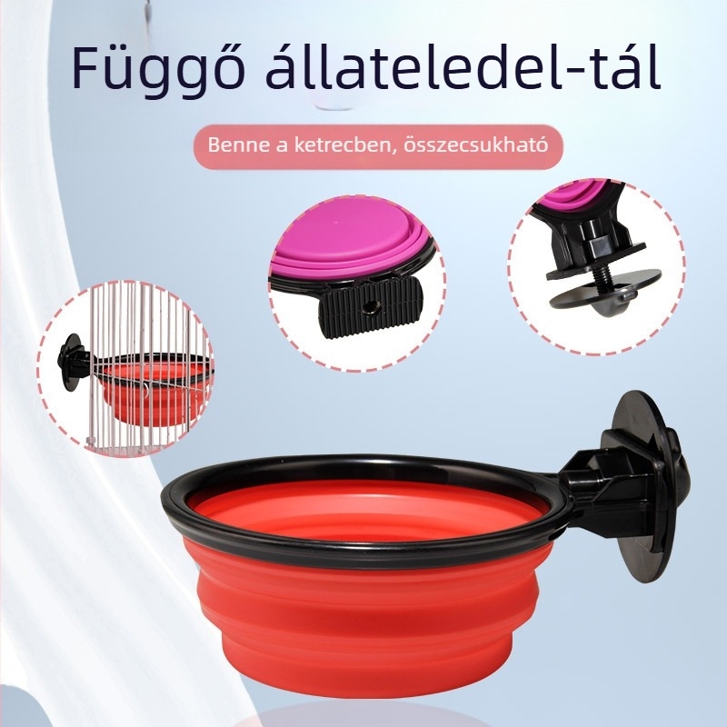 Akasztós kutyatál anti-tilt funkcióval, összecsukható, TPR anyag