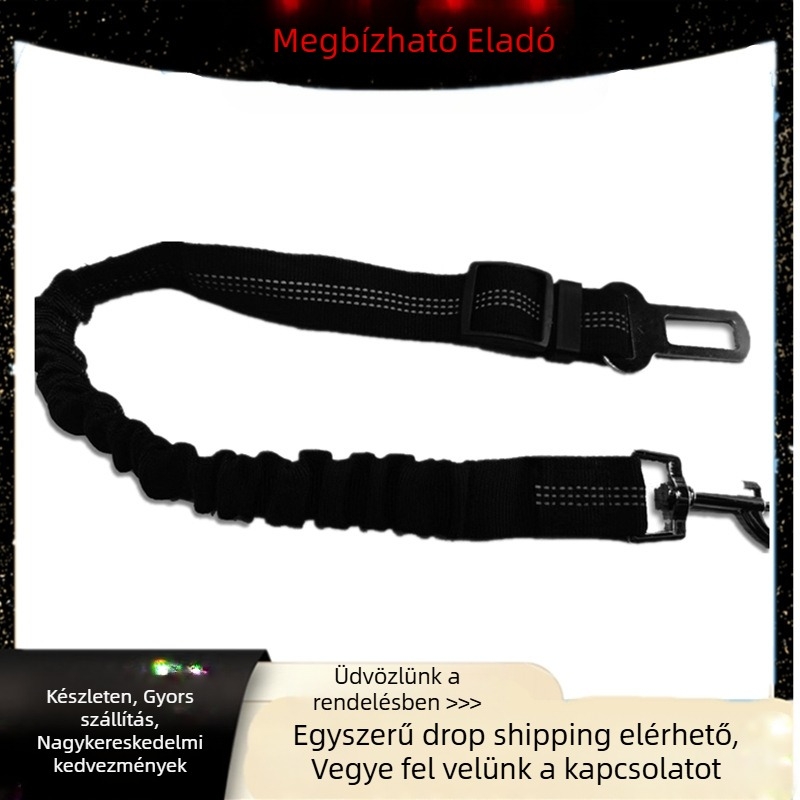 Autós biztonsági öv kisállatok számára: kutyák és macskák, nylon + ötvözet, bővíthető, 100 darabos csomag