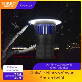 LED USB-töltőre feltölthető kempinglámpa szúnyogölő funkcióval – 2 az 1-ben kültéri lámpa, 5V, 0,06W, gombkapcsoló