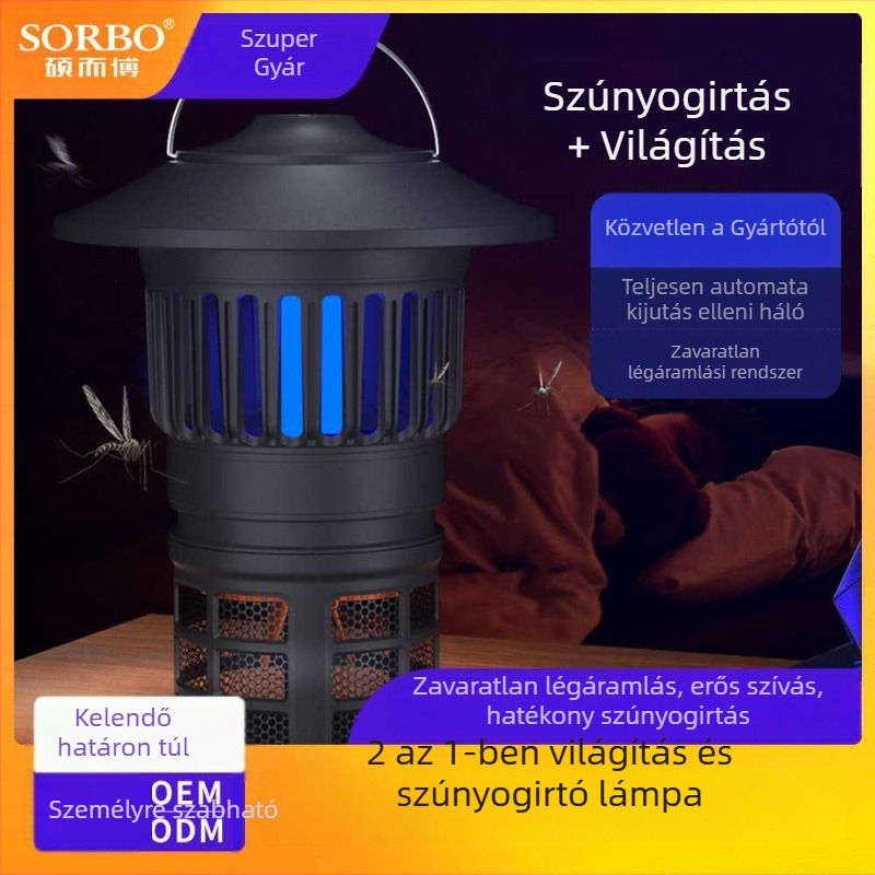 LED USB-töltőre feltölthető kempinglámpa szúnyogölő funkcióval – 2 az 1-ben kültéri lámpa, 5V, 0,06W, gombkapcsoló