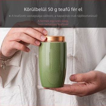 Ge Kiln mintájú kerámia zárható teás doboz, Ice Crack glazúra, modern minimalist stílus, tömeg 2,5