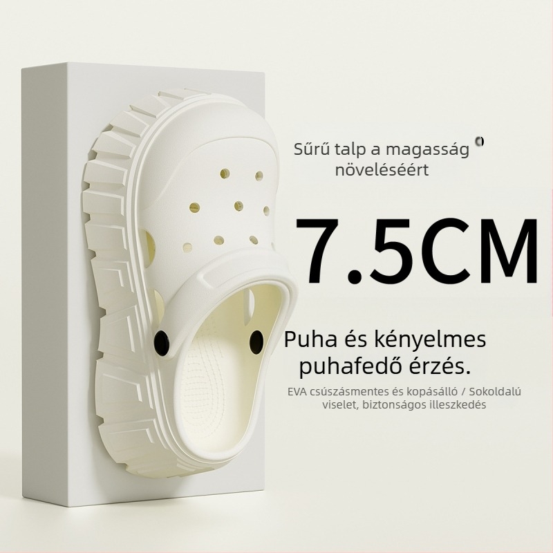 Crocs női vastag talpú szandálok, légáteresztő EVA felsőrész, EVA talp, 3.5 cm+ vastag talp, injektált formázás, 2025 nyár