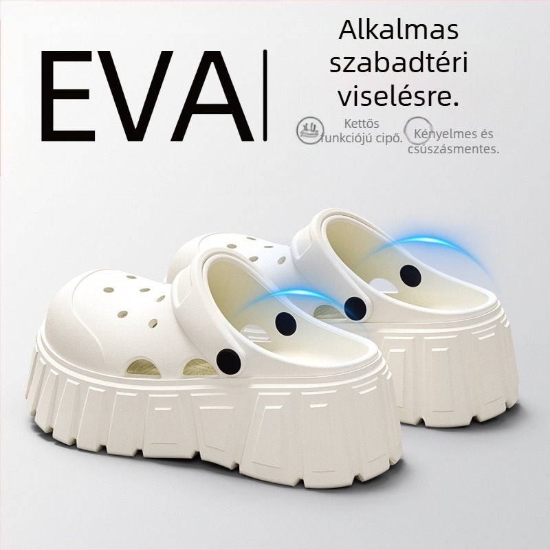 Crocs női vastag talpú szandálok, légáteresztő EVA felsőrész, EVA talp, 3.5 cm+ vastag talp, injektált formázás, 2025 nyár