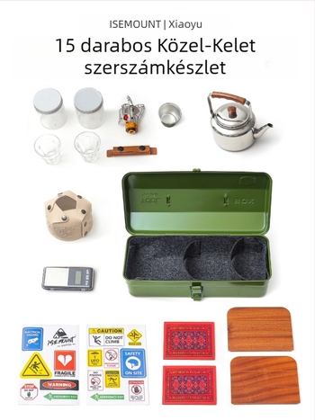 Szerszámos készlet – hordozható, nehézfém tároló doboz, kültéri kempingezéshez