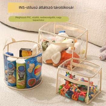 Játékok tároló kosara - Multifunkcionális, vízálló, átlátszó, nagy kapacitású tároló kézi fogantyúval
