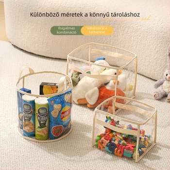 Játékok tároló kosara - Multifunkcionális, vízálló, átlátszó, nagy kapacitású tároló kézi fogantyúval