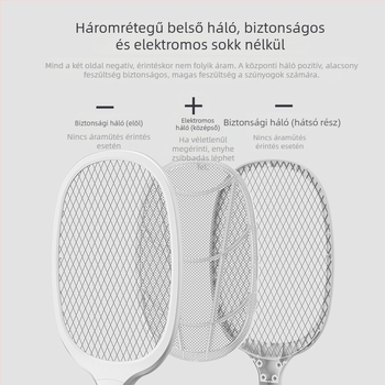 Elektronikus szúnyogcsapó LED-fénnyel, alumínium hálóval, beépített akkumulátor ≤500 mAh, hatótávolság akár 10㎡, többfokozatú állítás