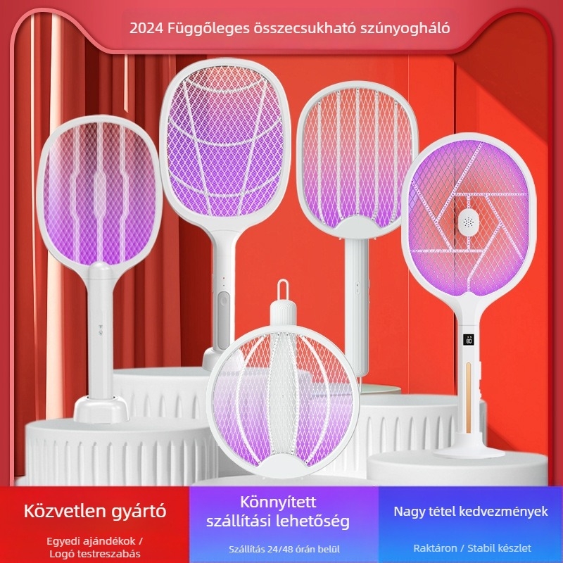 Elektronikus szúnyogcsapó LED-fénnyel, alumínium hálóval, beépített akkumulátor ≤500 mAh, hatótávolság akár 10㎡, többfokozatú állítás