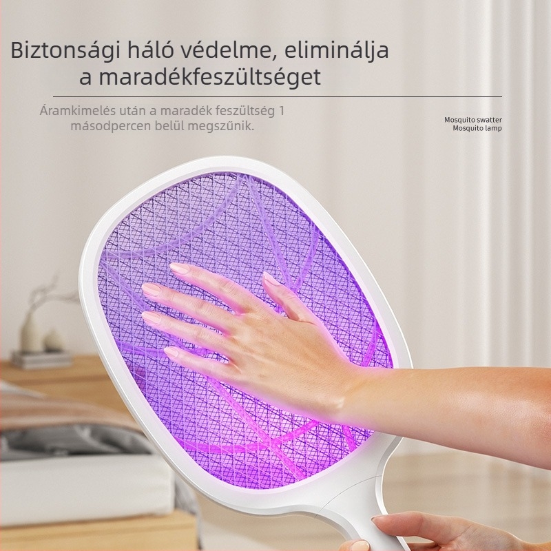 Elektronikus szúnyogcsapó LED-fénnyel, alumínium hálóval, beépített akkumulátor ≤500 mAh, hatótávolság akár 10㎡, többfokozatú állítás