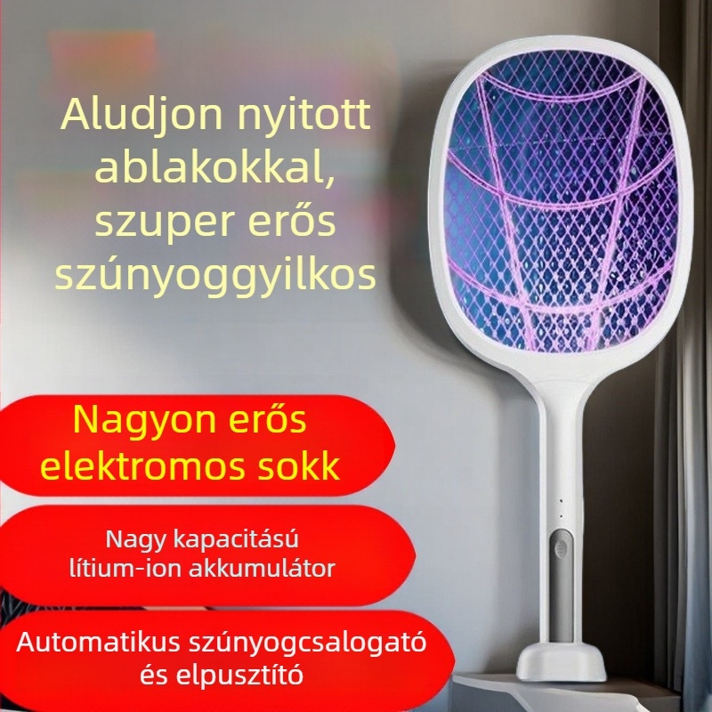 Elektronikus szúnyogcsapó LED-fénnyel, alumínium hálóval, beépített akkumulátor ≤500 mAh, hatótávolság akár 10㎡, többfokozatú állítás