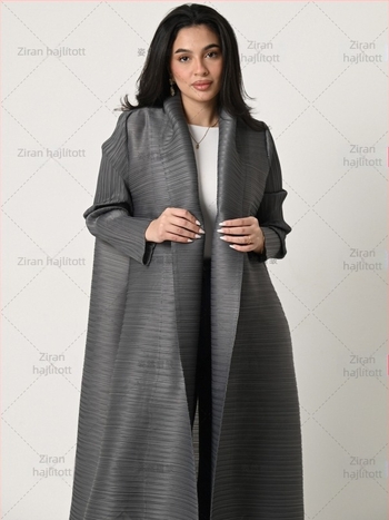Ráncolt chiffon Abaya köntös, hosszú, 3/4-es ujjú, 95% poliészter