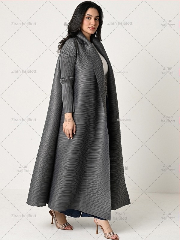 Ráncolt chiffon Abaya köntös, hosszú, 3/4-es ujjú, 95% poliészter