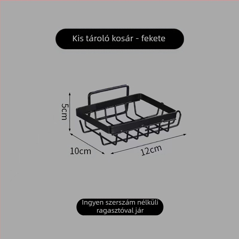 Két szintes vas mosdófalra szerelhető polc, szívóval, fúrás nélkül, összecsukható és állítható