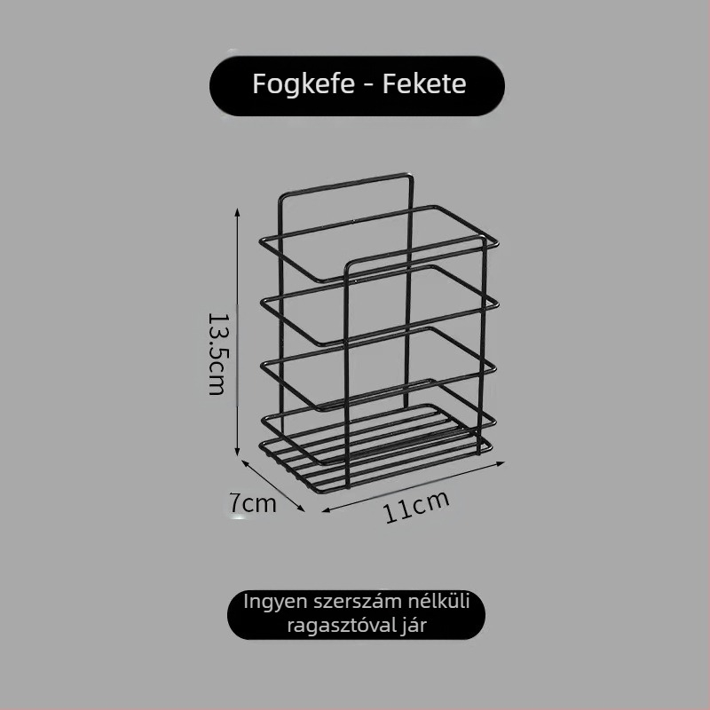 Két szintes vas mosdófalra szerelhető polc, szívóval, fúrás nélkül, összecsukható és állítható