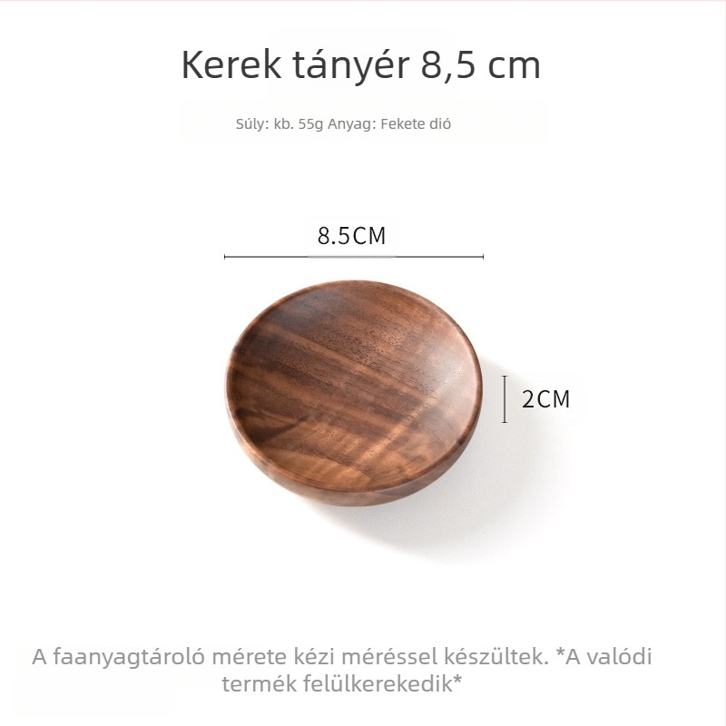 Kerek, fa alapanyagú tál sushihoz és gyümölcsökhöz, japán stílus, permetezett felület, logó nyomtatott