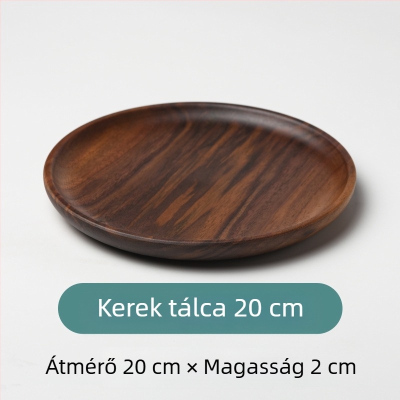 Kerek, fa alapanyagú tál sushihoz és gyümölcsökhöz, japán stílus, permetezett felület, logó nyomtatott