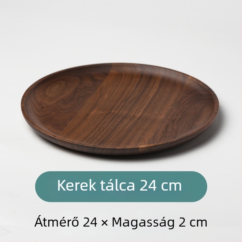 Kerek, fa alapanyagú tál sushihoz és gyümölcsökhöz, japán stílus, permetezett felület, logó nyomtatott