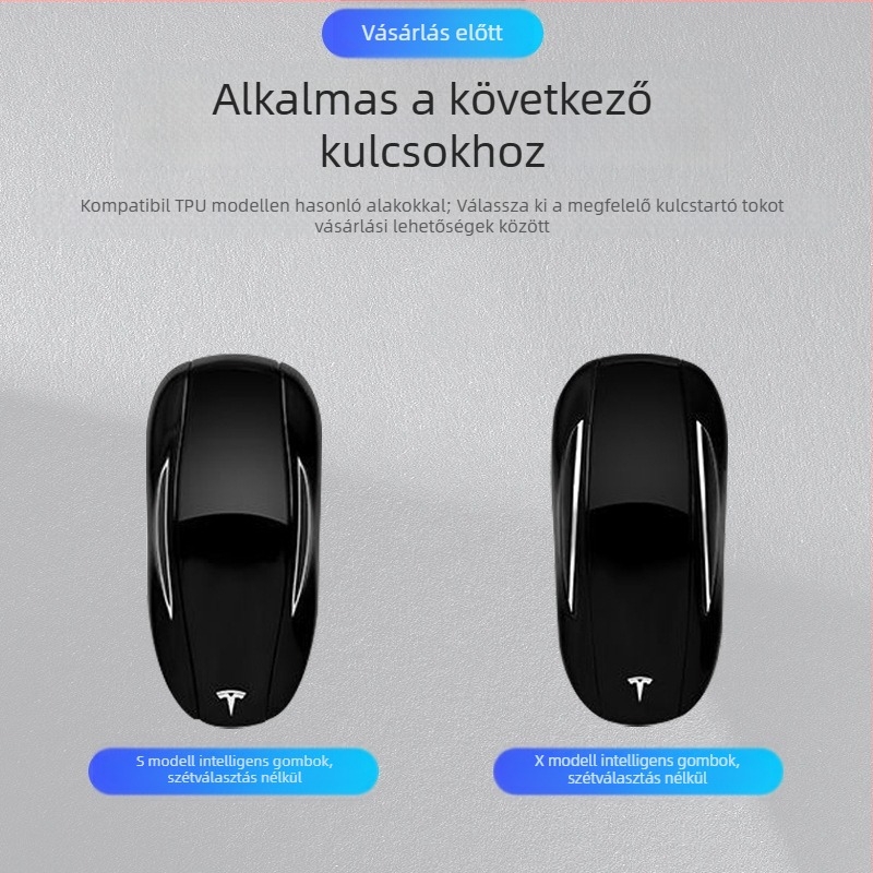 Tesla Model 3 kulcstartó tok — új verzió, védőhéj a távirányítóhoz és a kulcskártyához, cinkötvözet, magas minőségű stílus