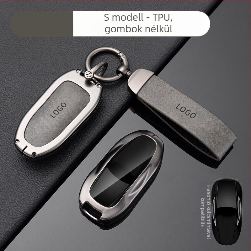 Tesla Model 3 kulcstartó tok — új verzió, védőhéj a távirányítóhoz és a kulcskártyához, cinkötvözet, magas minőségű stílus