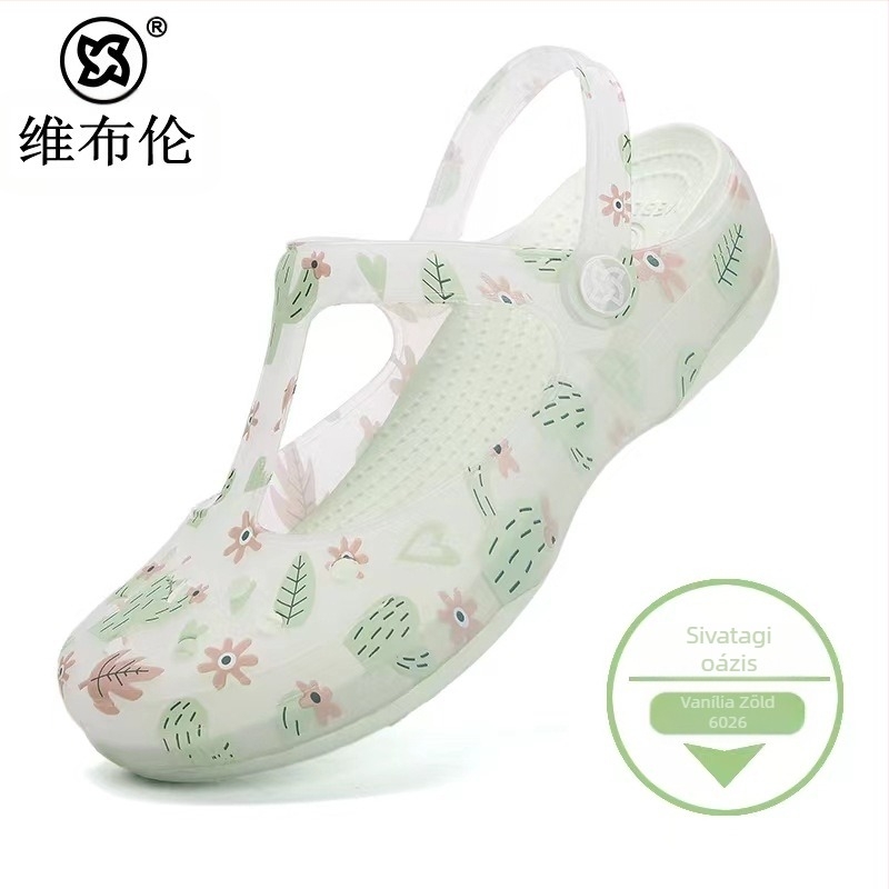 Női Crocs-stílusú szandál, EVA talp, PVC felsőrész, csúszásmentes, lélegző, talp vastagsága 3-5 cm